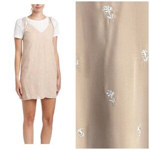 English Factory Tie Embroidered Mini Floral Slip Dress Size XS
